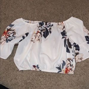 White off the shoulder floral blouse